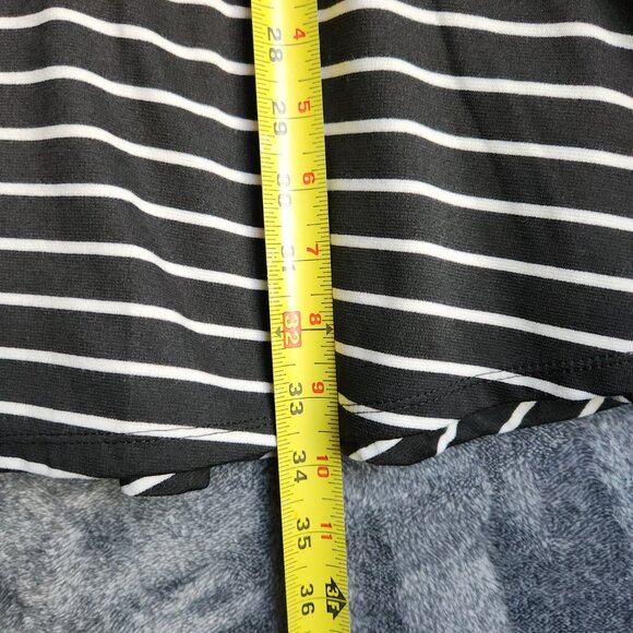 BCX Juniors Women Black 1/2 Short Sleeve Fit + Flare Dress Size 13 Striped Zip - Picture 11 of 11